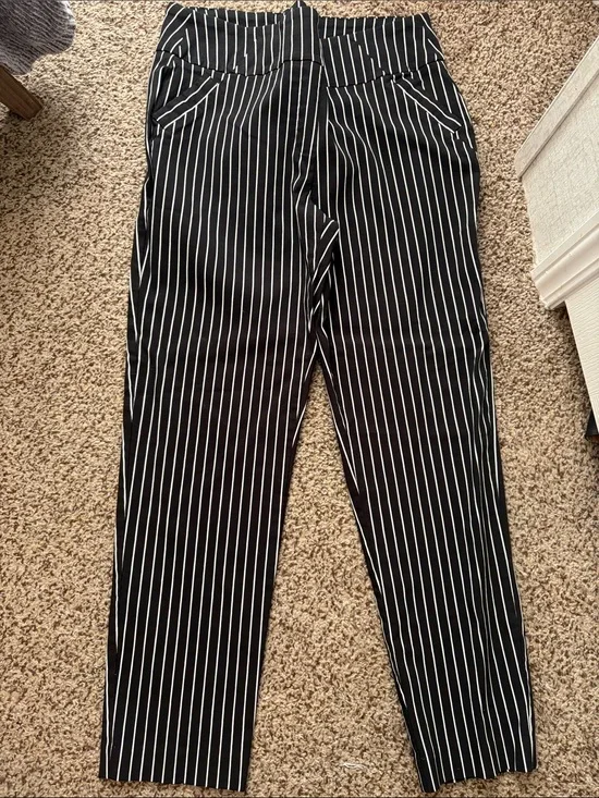 Cato Black Pinstripe Tapered Chinos
