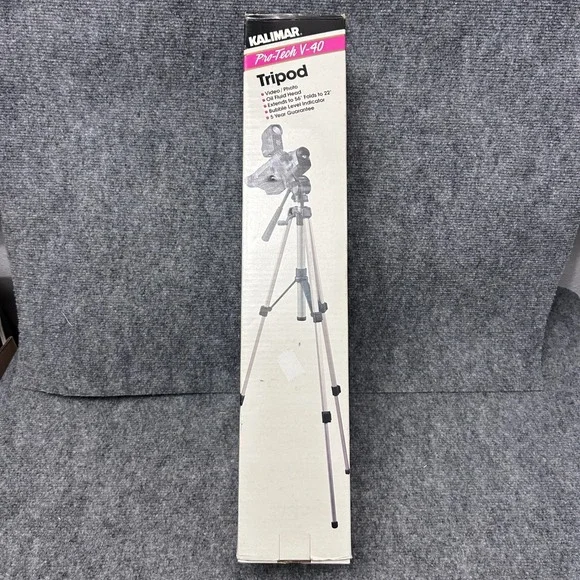 Kalimar Pro-Tech V-40 Tripod for Video Photo 56 inch Aluminum Fluid Head Bubble