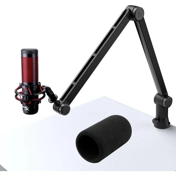 SUNMON QuadCast Boom Arm Heavy Duty Mic Stand w‎ Pop Filter 360 Clamp