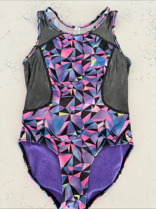 Ivivva by lululemon Girls 12 Purple Geometric One-Piece Sleeveless Leotard