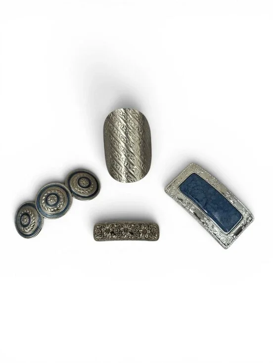 Vintage Silver-Tone Hair Barrettes Accessories