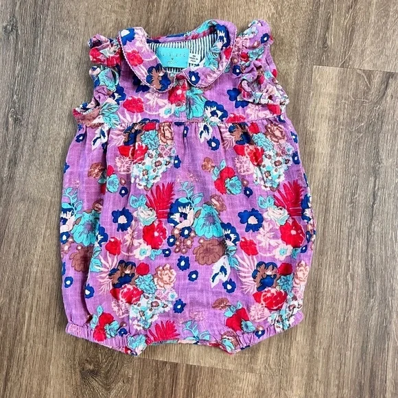 Lulaland Brooklyn Floral Onesie Sz 6M