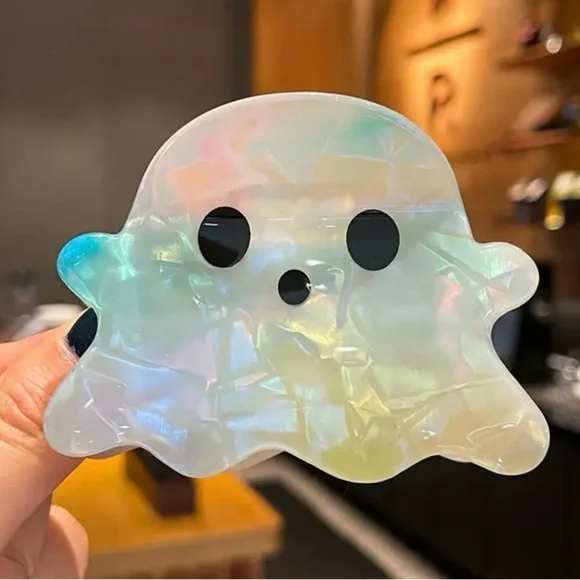 Iridescent Ghost Shaped Hair Clip