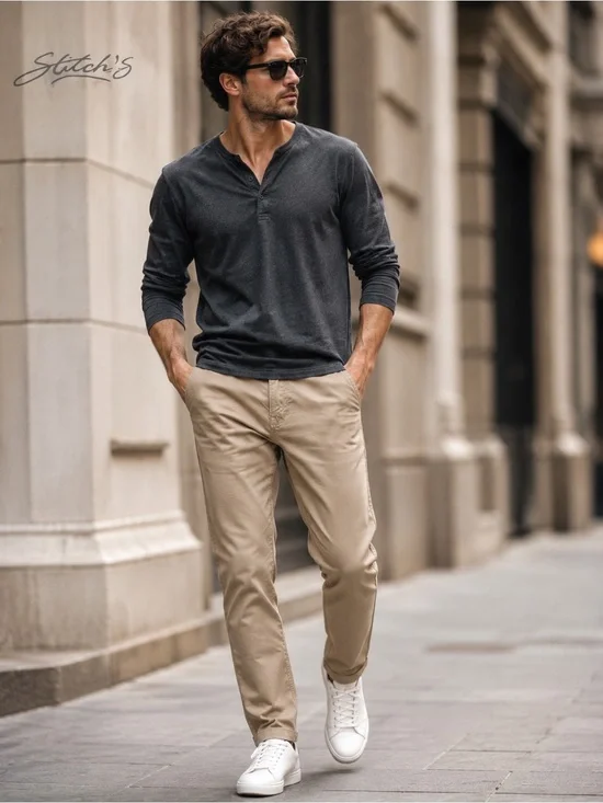 Stitch’s Cotton Linen Chino Pants – Wheat Tapered Fit