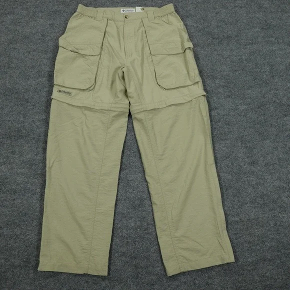 Columbia Convertible Cargo Pants Mens Medium Tan Zip Off Hiking Outdoor TM8250