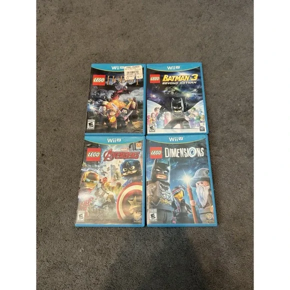 Bundle Of Four Wii U Lego Games W/Manuals Batman Hobbit Dimensions Avengers