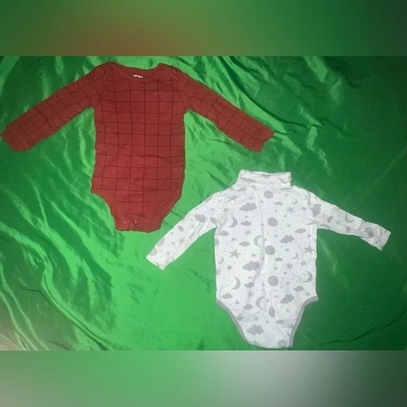 Carter's Red Grid and Spasilk White Celestial Bodysuits size 24 Months