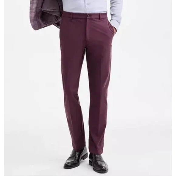 Michael Kors Mens Classic fit Dress Pants 34W 30L Red Berry Solid Stretch