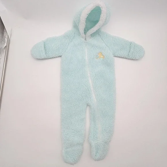 Cuddletime Snowsuit Boys 6-9 Months Blue Fleece Daffy Duck Hooded‎ One Piece