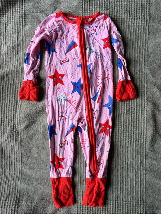 Little Sleepies Pink Shooting Stars Zip-Front Pajamas