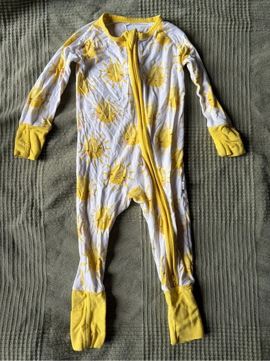 Little Sleepies Yellow Sun Print Kids One-Piece Zipper Pajamas