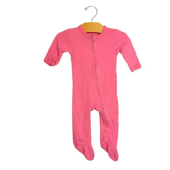 Kate Quinn Pink Organic Cotton Zipper Footie Sleeper 3-6M
