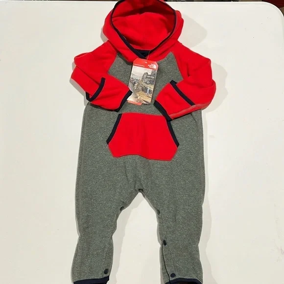 The North Face - 6‎ month, red/navy/gray romper, 1 piece