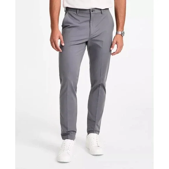 Michael Kors Men's Classic-Fit Cotton-Blend Dress Pants Grey Size 36W 34L