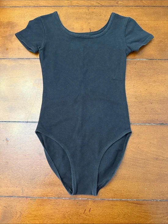 Danskin Now Black Short-Sleeve Kids Dance Leotard