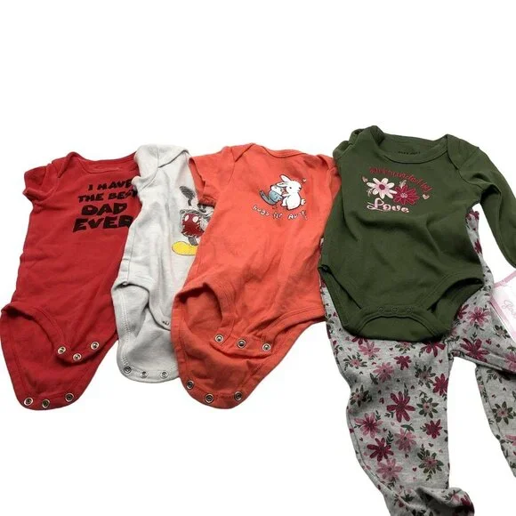 BUNDLE of Girls 3-6M Bodysuits Short Sleeve‎ Best Dad Auntie Mickey Carter's