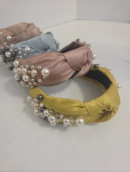 Treasures Of Pearl Knotted Embellished Headbands For Women And Girls