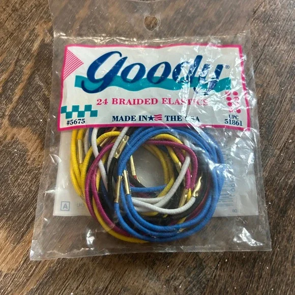 Vintage 1990 Goody Braided Elastics Hair Ties 24 Count Multi Color USA 5675 NEW