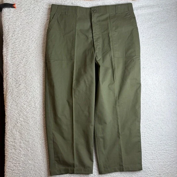 Vintage 60s OG 507 Baker Pants Olive Green Fatigue Trousers Talon Zip 44 40x26)