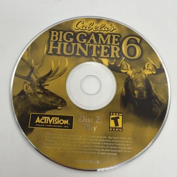 Cabela's Big Game Hunter 6, 2002 Activision 1 Disc Set Disk 2 Only