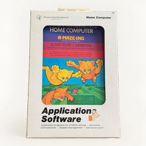 Texas Instruments A-MAZE-ING Game Cartridge for TI99/4A Complete In Box 1982 CIB