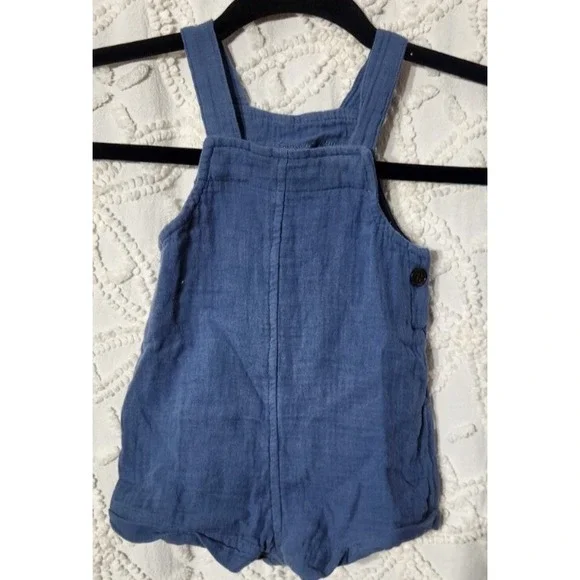 Old Navy Shortalls Baby 6-12 Months Blue Cotton Gauze‎ Neutral Lightweight