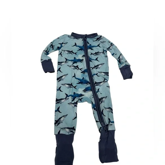 Posh Peanut Baby One‎ Piece Blue Sharks Print Size 3-6 Month