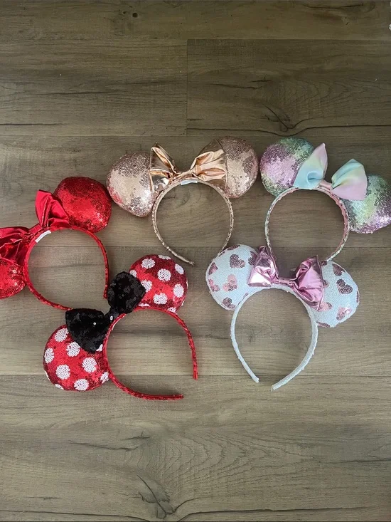 Lot of Minnie Ears Disney Headbands with Bows Disneyland Disneyworld Cute Girls