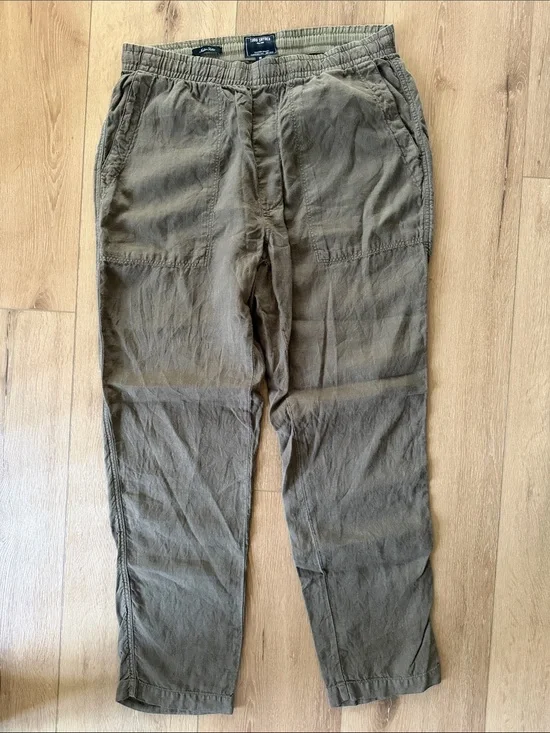 Todd Snyder Olive Utility Pants Linen Medium Tall Italian Fabric
