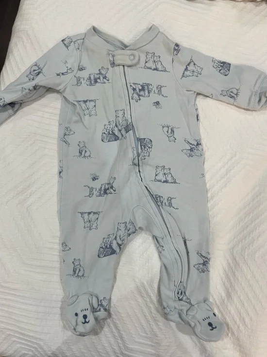 Carter’s Baby Footed One-Piece in Pale Blue with Bear Print