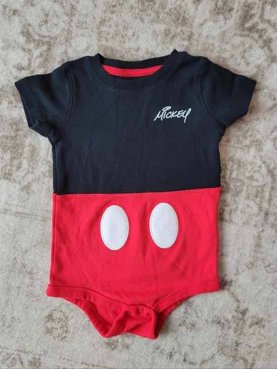 Disneyland Mickey Mouse‎ Bodysuit 18M Red Black Embroidered
