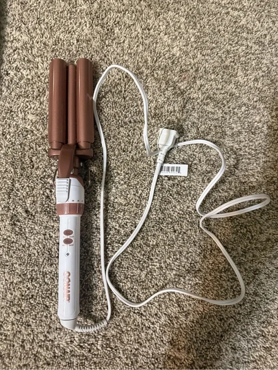 Conair 3-Barrel Waver in Rose Gold and White