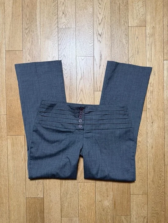 Y2K Grey Pleated Low Rise Trousers Pants