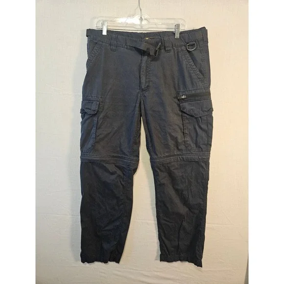 BC Clothing Mens Convertible Cargo Pants Navy Blue Zip Off Hiking Trousers L  32