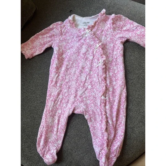 Little Me pink Ruffle Footie Bamboo‎ 3m