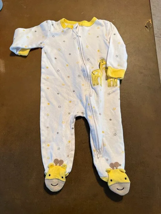 Koala Baby Zip Footed Sleeper One-Piece Animal Print White/Yellow/Gray 6-9M