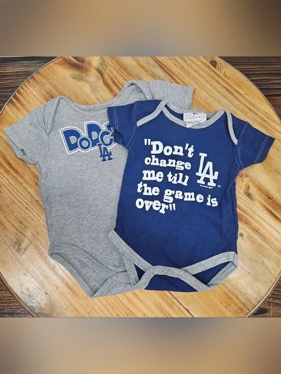 Infant Baby MLB Los Angeles Dodgers Baseball Onesie Bundle