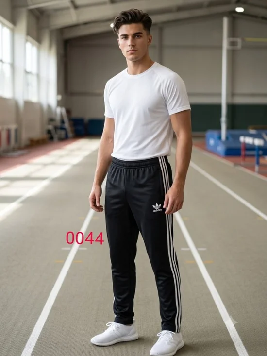 adidas Men's Black 3-Stripes Track Pants Pull On Elastic Waist L 28