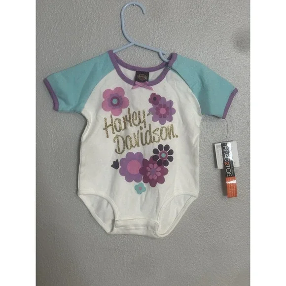 Harley Davidson pink flower one piece  12M