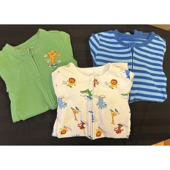 Old Navy 6 Toddler One Piece Sleepers Lot of 3 Footless Warm Cozy Kids‎