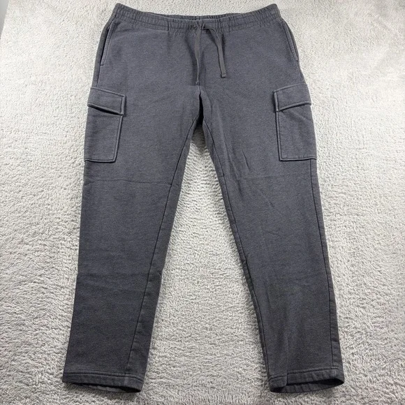 Tek Gear Ultra Soft Fleece Pants Mens XL Gray Cargo Sweat Pants Straight Leg