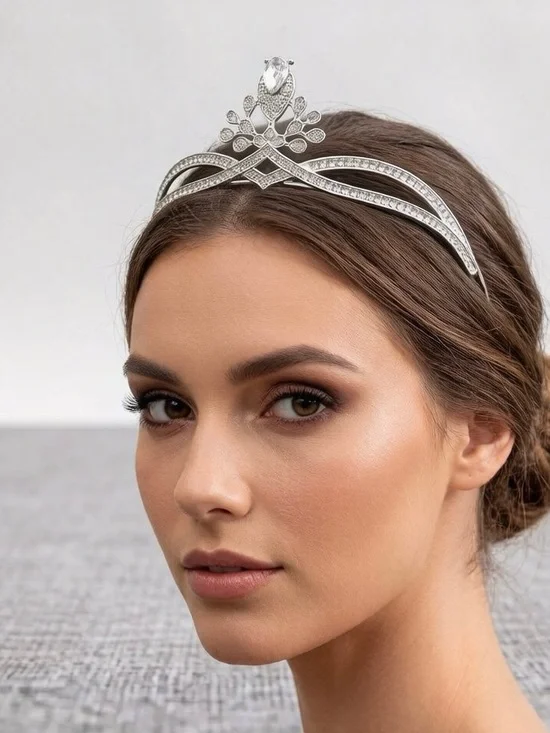 Elegant Silver Crystal Bridal Tiara - Sparkling Wedding Headband