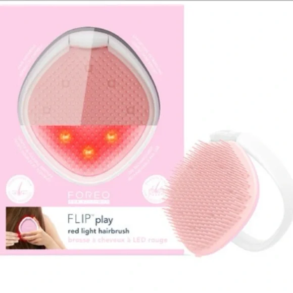 FOREO FLIP Play Red Light Hairbrush Tickle Me Pink NWT