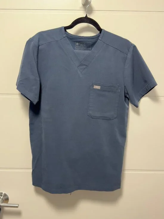 Dusty Blue Figs Scrub Set (Top + Pants)