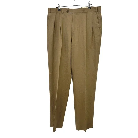 VTG Chaps Ralph Lauren‎ Pleated Wool Trousers 36 Brown Dark Academia Old Money