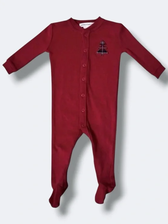 🦄 3/$36 Pottery Barn Sleeper 3-6M Red My First Christmas One Piece Footed
