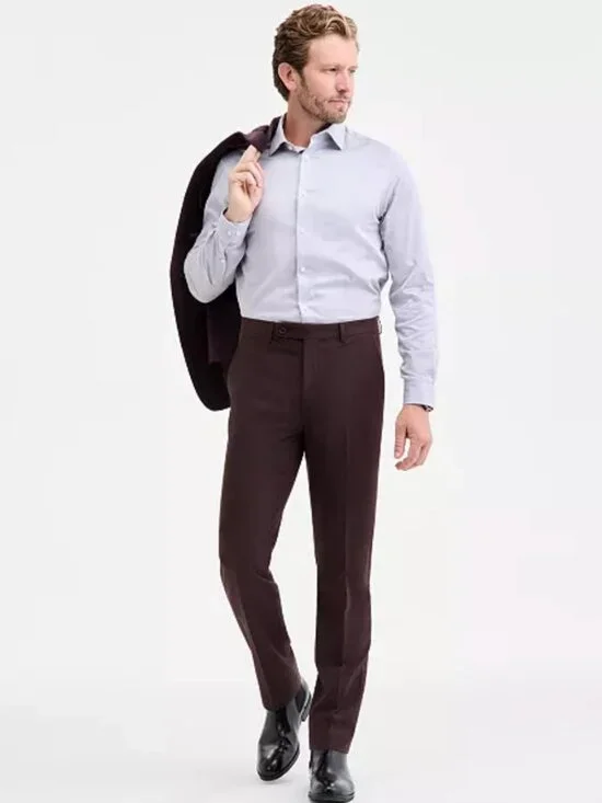 Calvin Klein Men's Slim Fit Solid Dress Pants Brown Work Slacks 30W x 30L