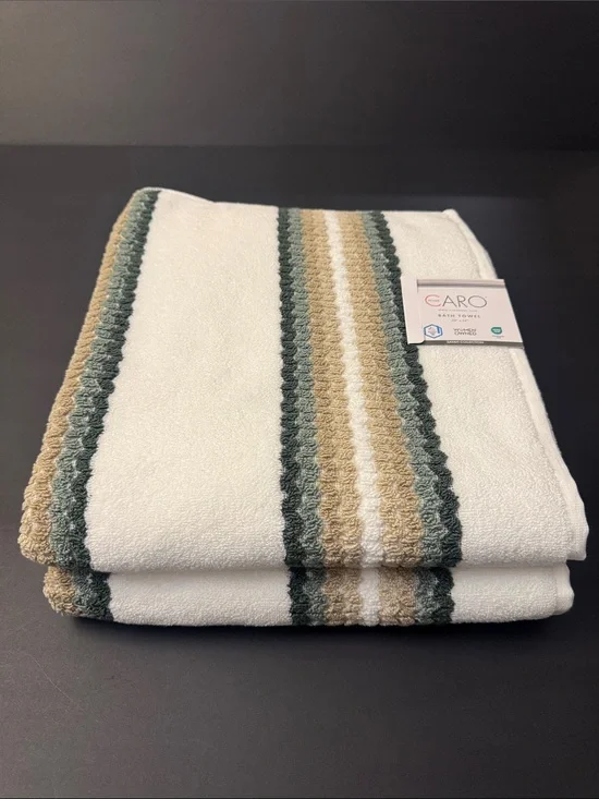 2pc CARO HOME Quick Dry 100% Cotton Bath Towel Set