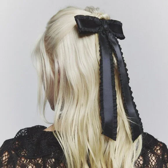 NWT Urban Outfitters Lettuce Edge Black Hair Bow Barrette