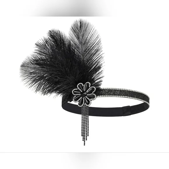 Elegant Black Feather‎ Headband
